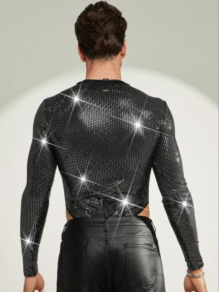 BONGA BOYS Man's Sequin Long Sleeve Bodysuit